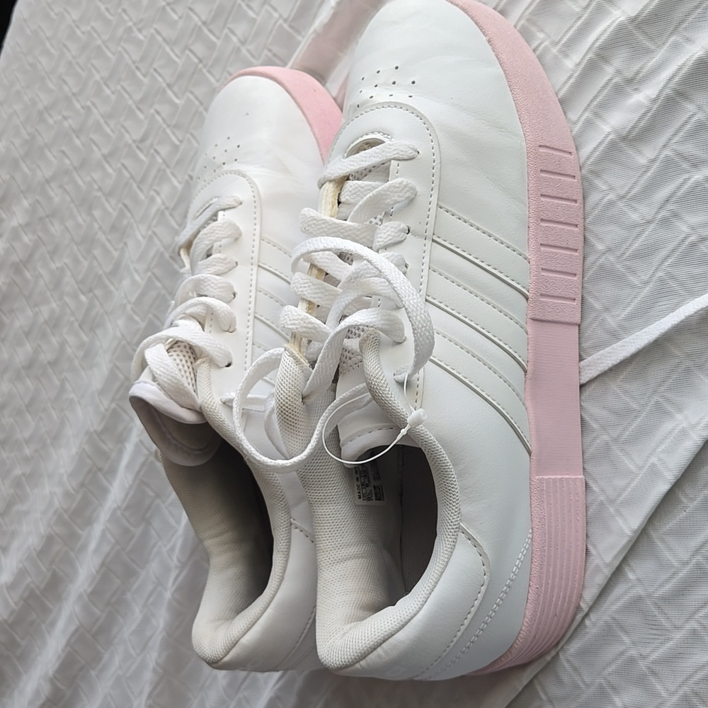 adidas Women’s White Low-Top Sneakers with Pink Sole